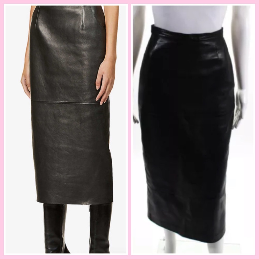 Black Lamb Leather high waisted skirt (38) XS
